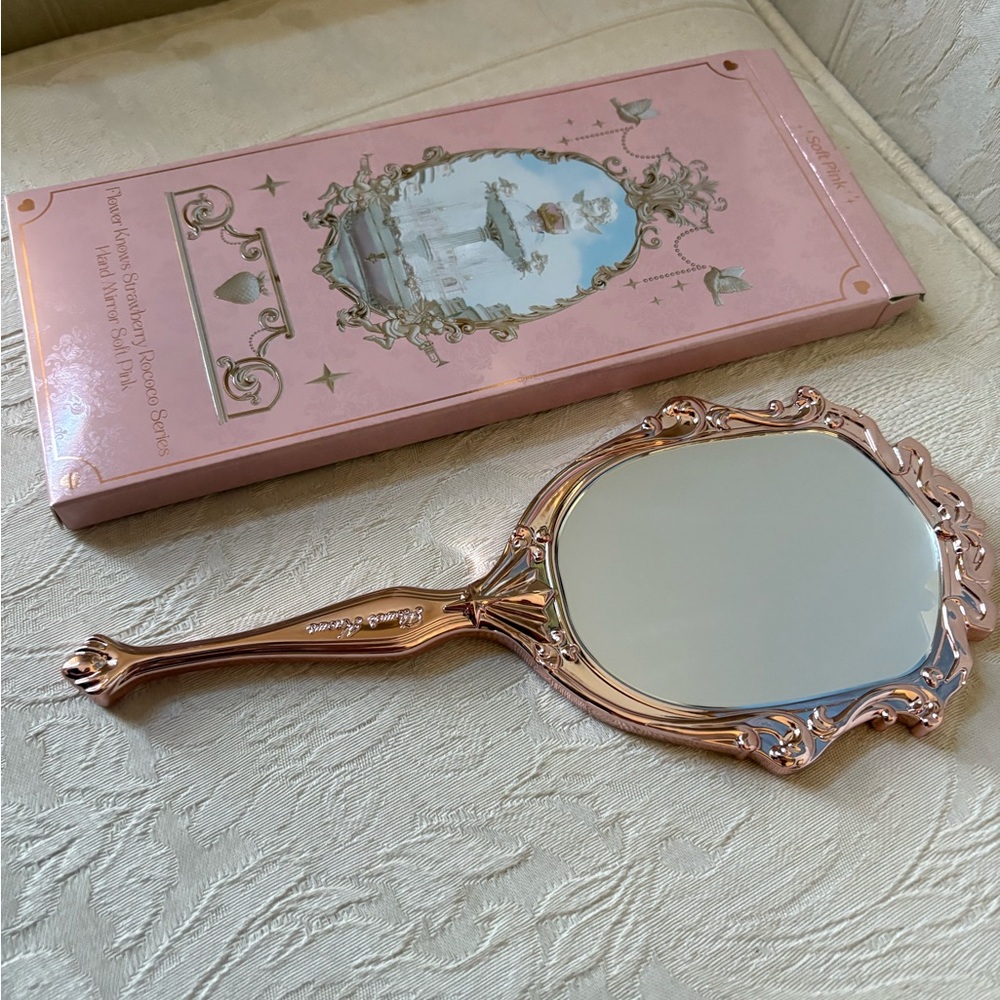 Flower Knows Strawberry Rococo Handheld Makeup Beauty Mirror Pink BNIB - Picture 8 of 13